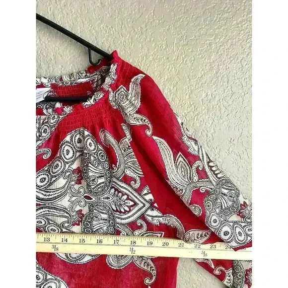 Chicos Size 2 Plus Size Pull Over Blouse Top Sheer Lightweight Paisley - Picture 6 of 7